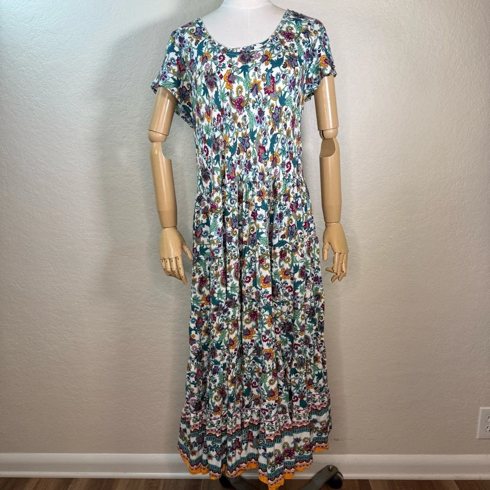 Soft Surroundings Kara Tiered Floral Bohemian Maxi Dress Size Large - Picture 2 of 16